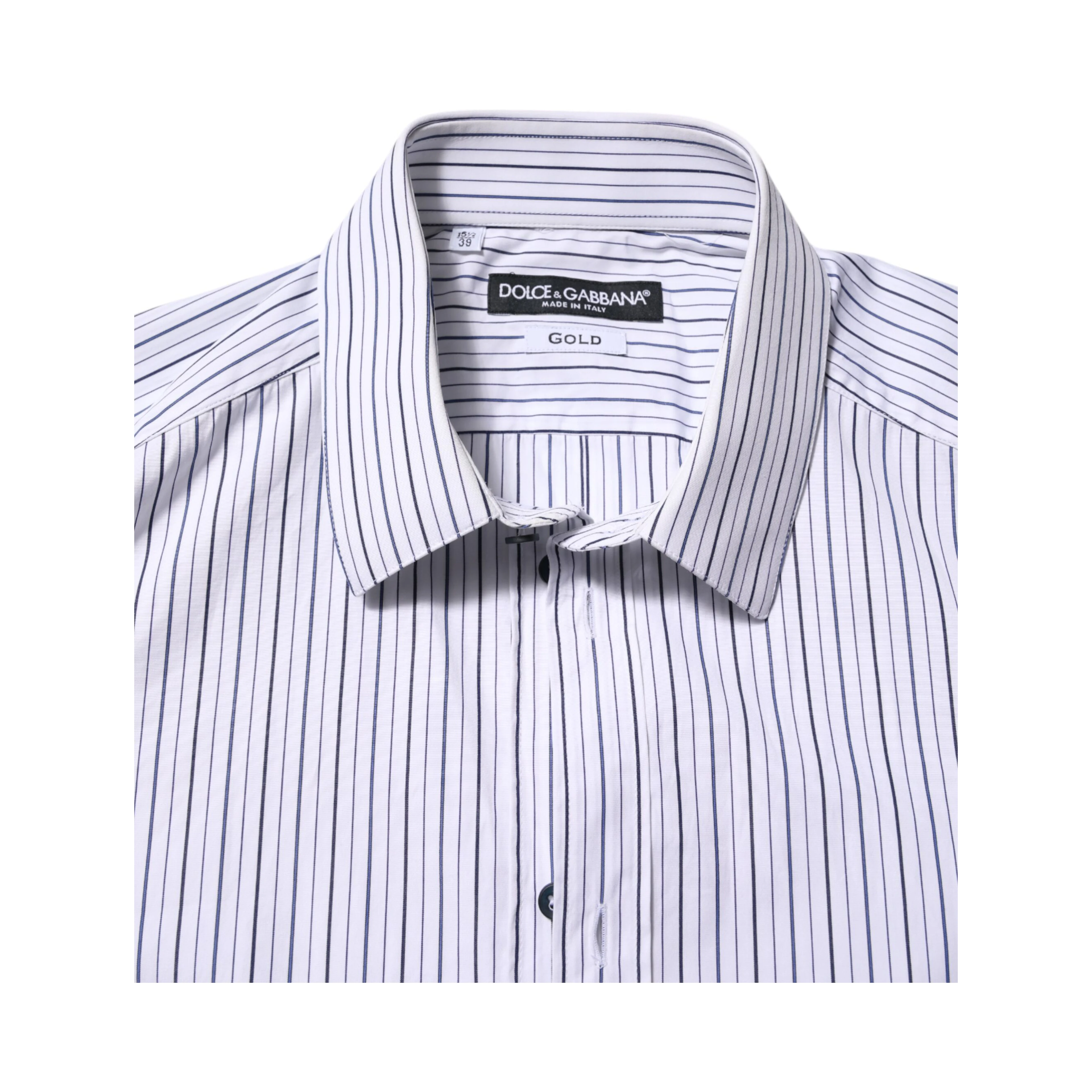 White Blue Striped Cotton GOLD Formal Shirt