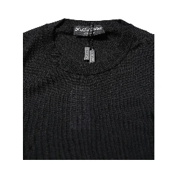 Black Cashmere Crew Neck Long Sleeves T-shirt
