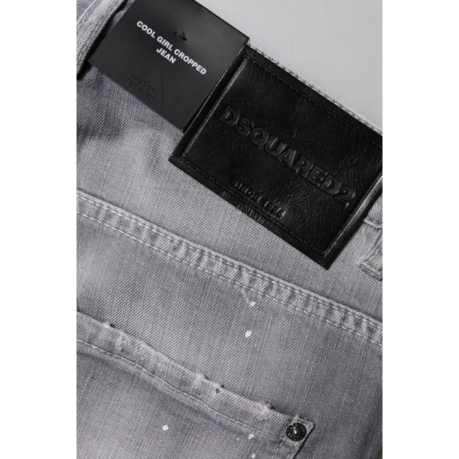 Gray Washed Mid Waist Tapered Jeans