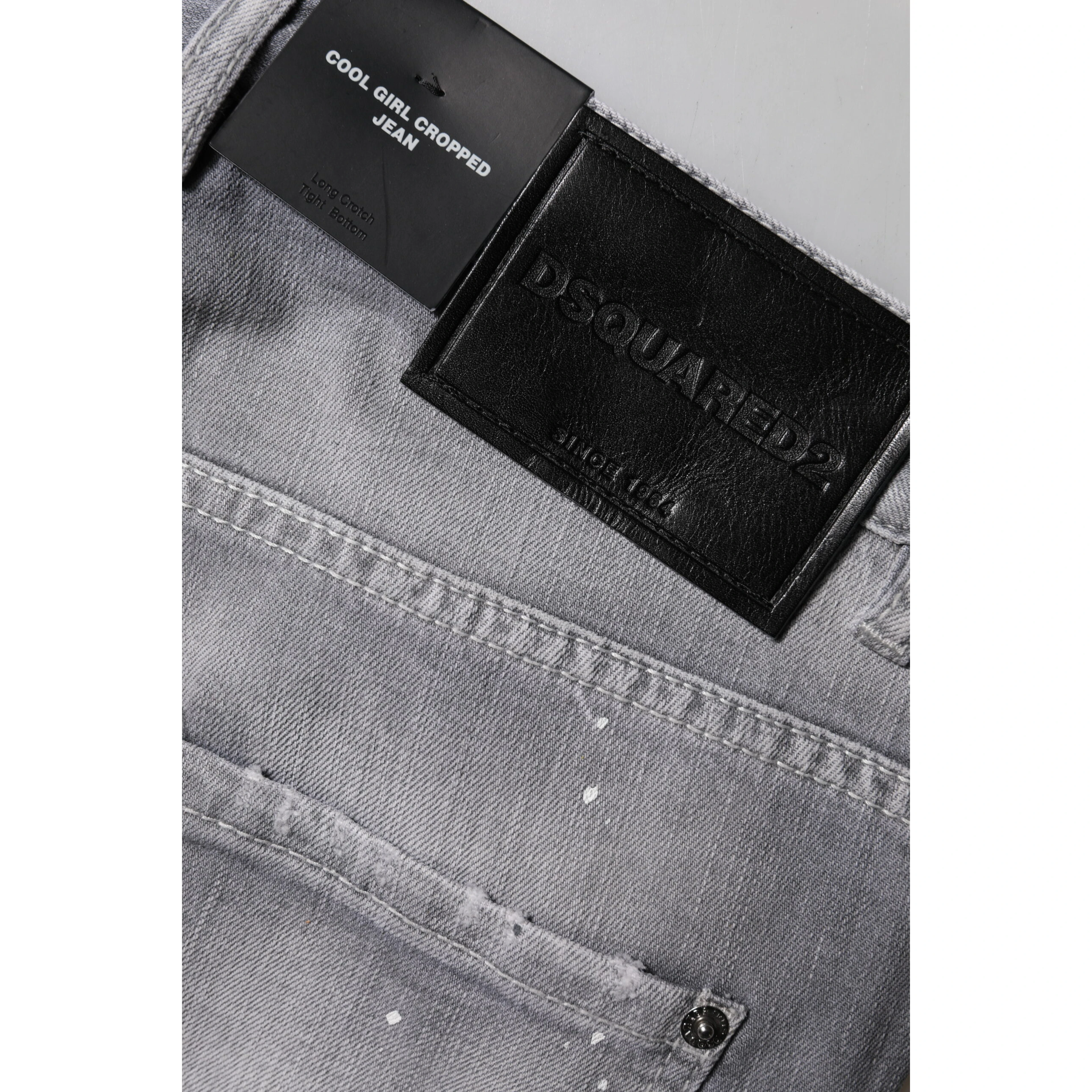 Gray Washed Mid Waist Tapered Jeans