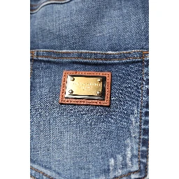 Blue Rhinestone Embellished Denim Jeans