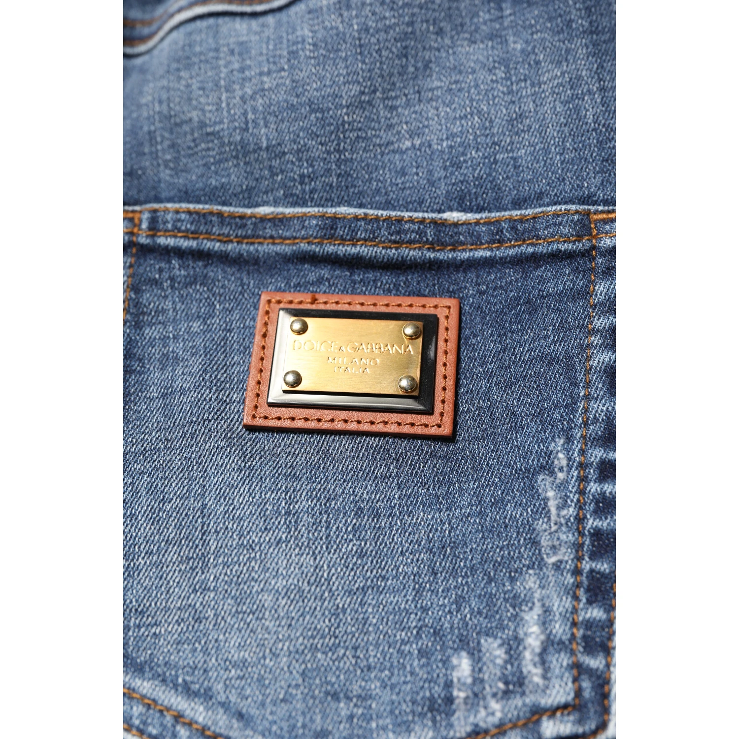 Blue Rhinestone Embellished Denim Jeans