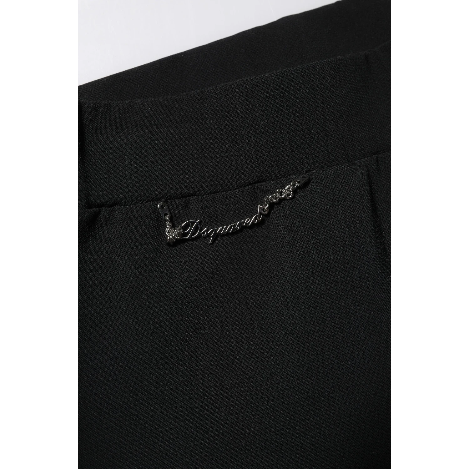 Black Polyester High Waisted Flared Pants
