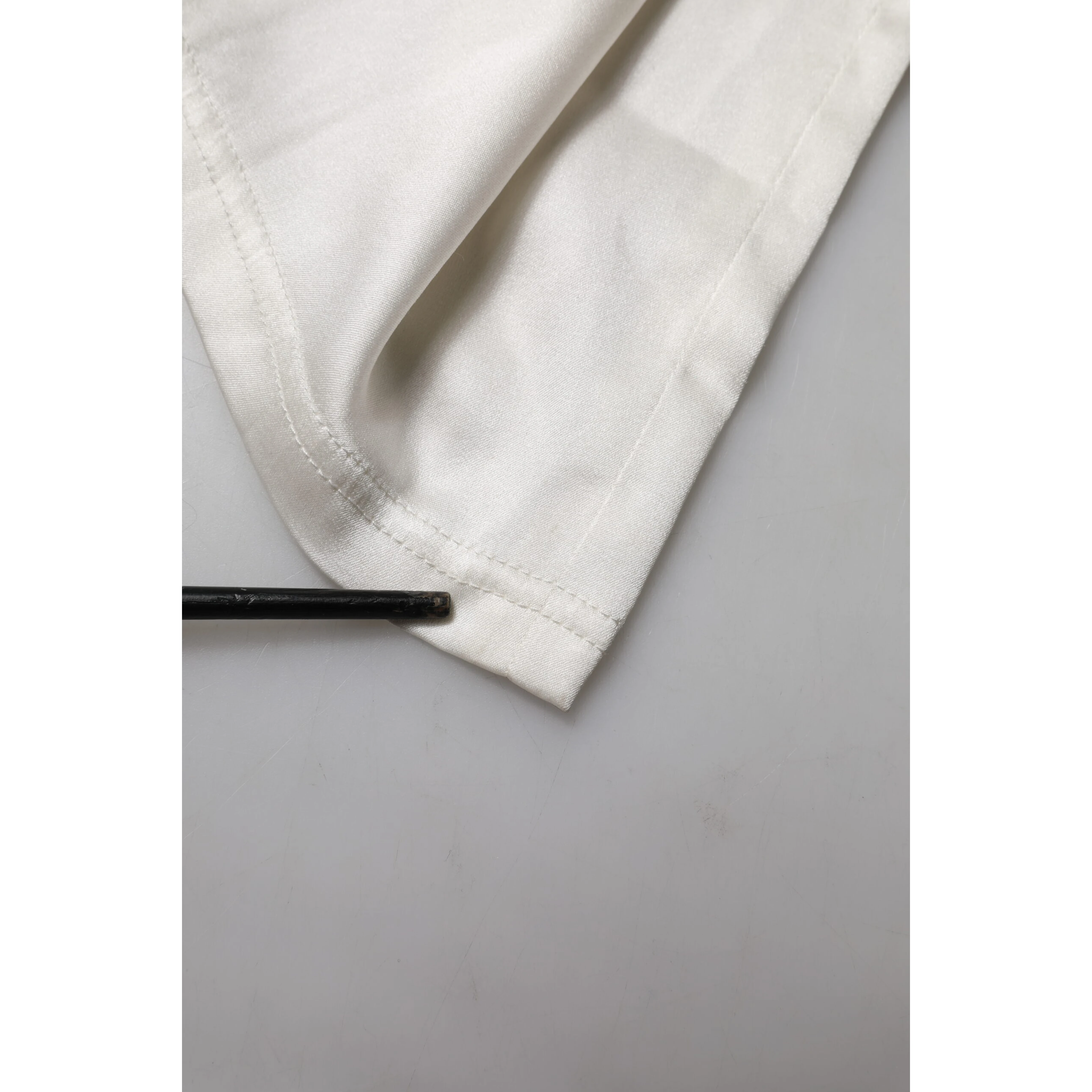 Ivory Silk Tapered High Waist Pants