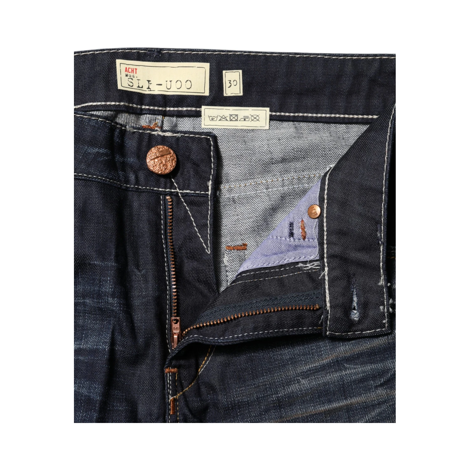 Blue Washed Cotton Mid Waist Flared Denim Jeans