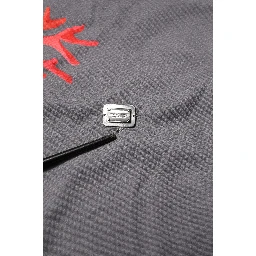 Gray Cotton Coral Print Logo Plaque T-shirt