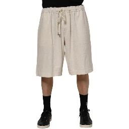 Ivory Cotton Men Bermuda Sweatshorts Shorts