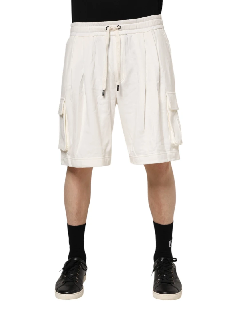White Cotton Cargo Bermuda Sweatshorts Shorts