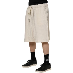 Ivory Cotton Men Bermuda Sweatshorts Shorts