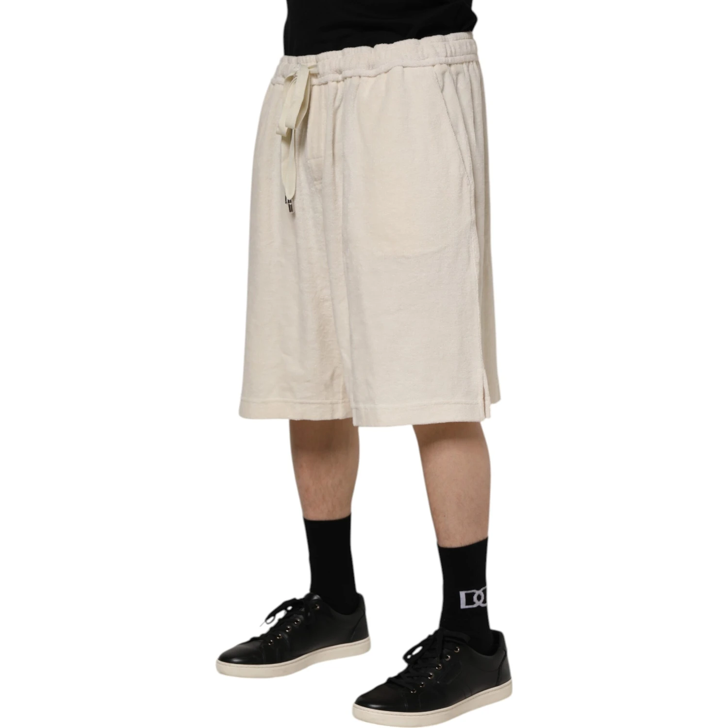 Ivory Cotton Men Bermuda Sweatshorts Shorts
