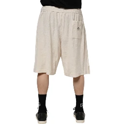 Ivory Cotton Men Bermuda Sweatshorts Shorts