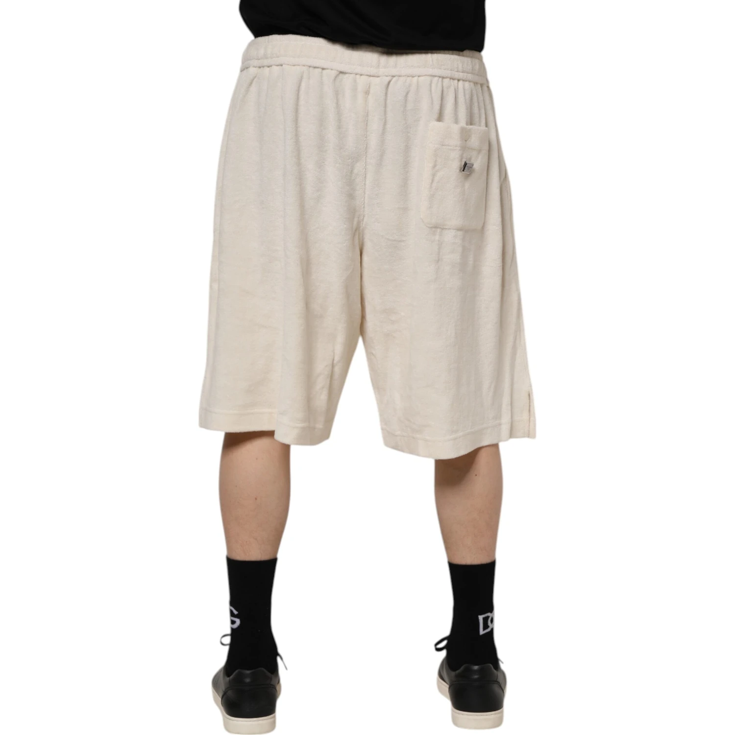 Ivory Cotton Men Bermuda Sweatshorts Shorts