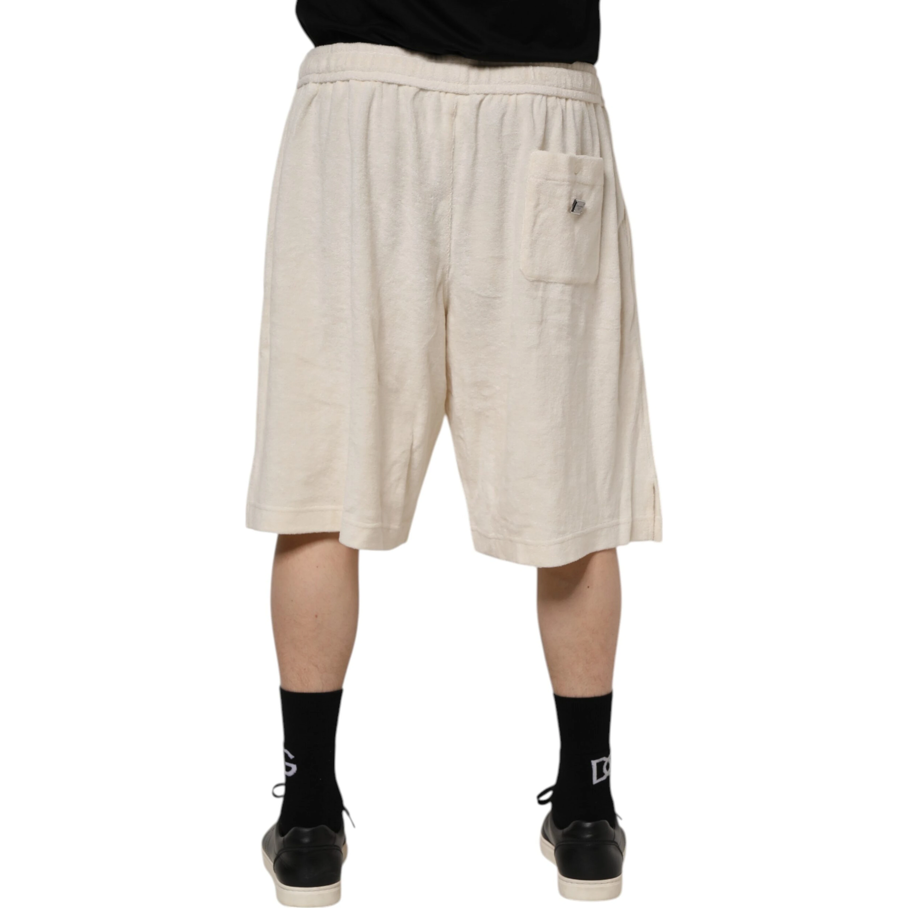 Ivory Cotton Men Bermuda Sweatshorts Shorts