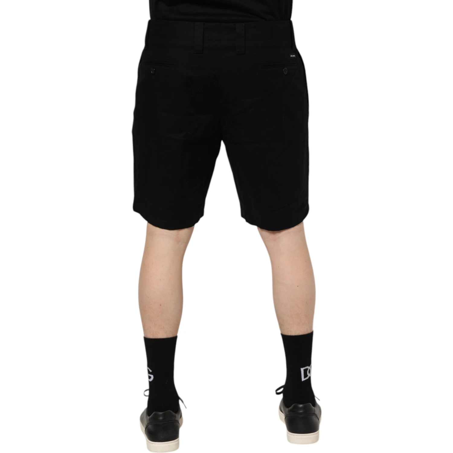 Black Cotton Knee Length Men Bermuda Shorts
