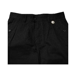 Black Cotton Knee Length Men Bermuda Shorts