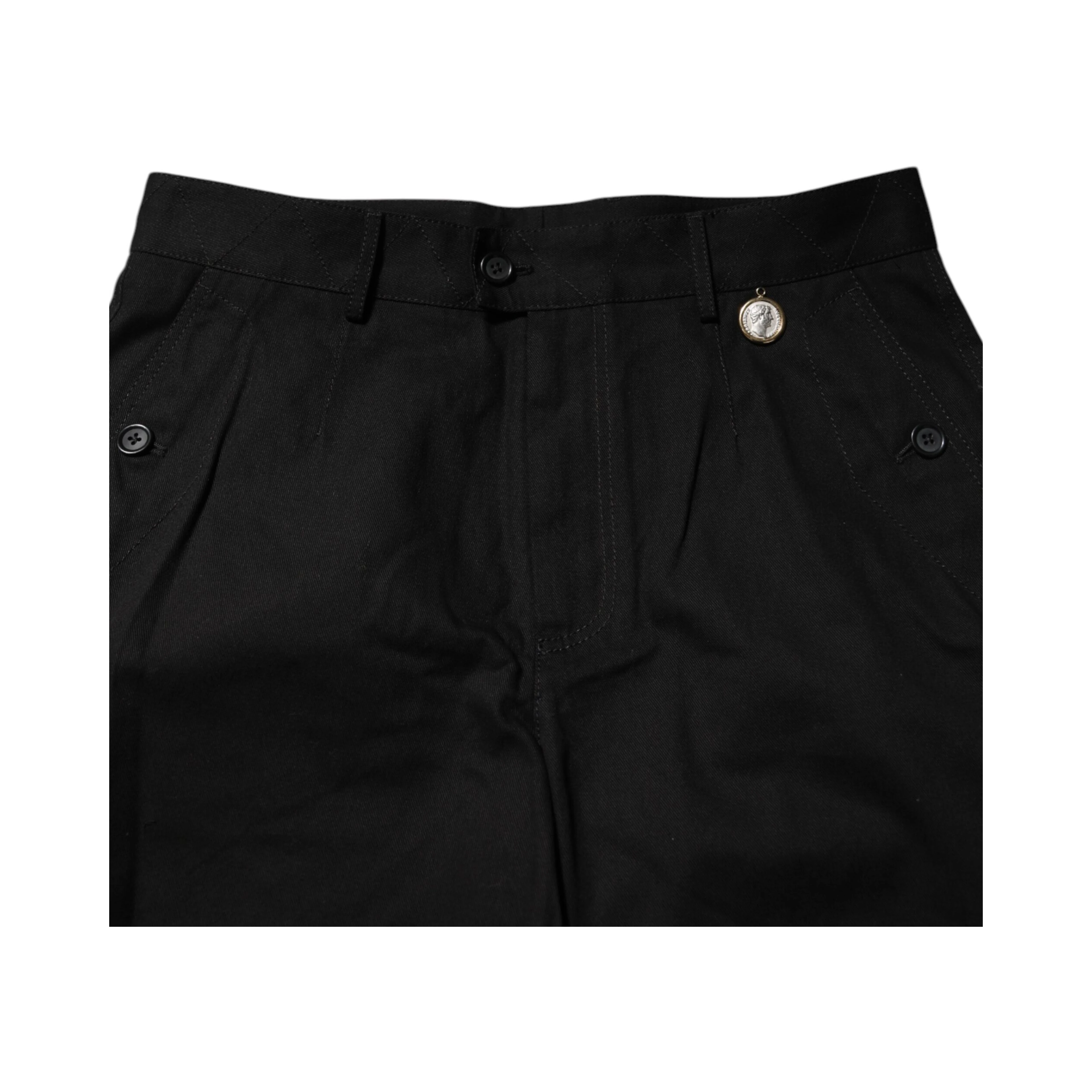 Black Cotton Knee Length Men Bermuda Shorts