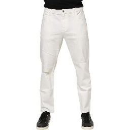 White Cotton Loose Men Denim Jeans