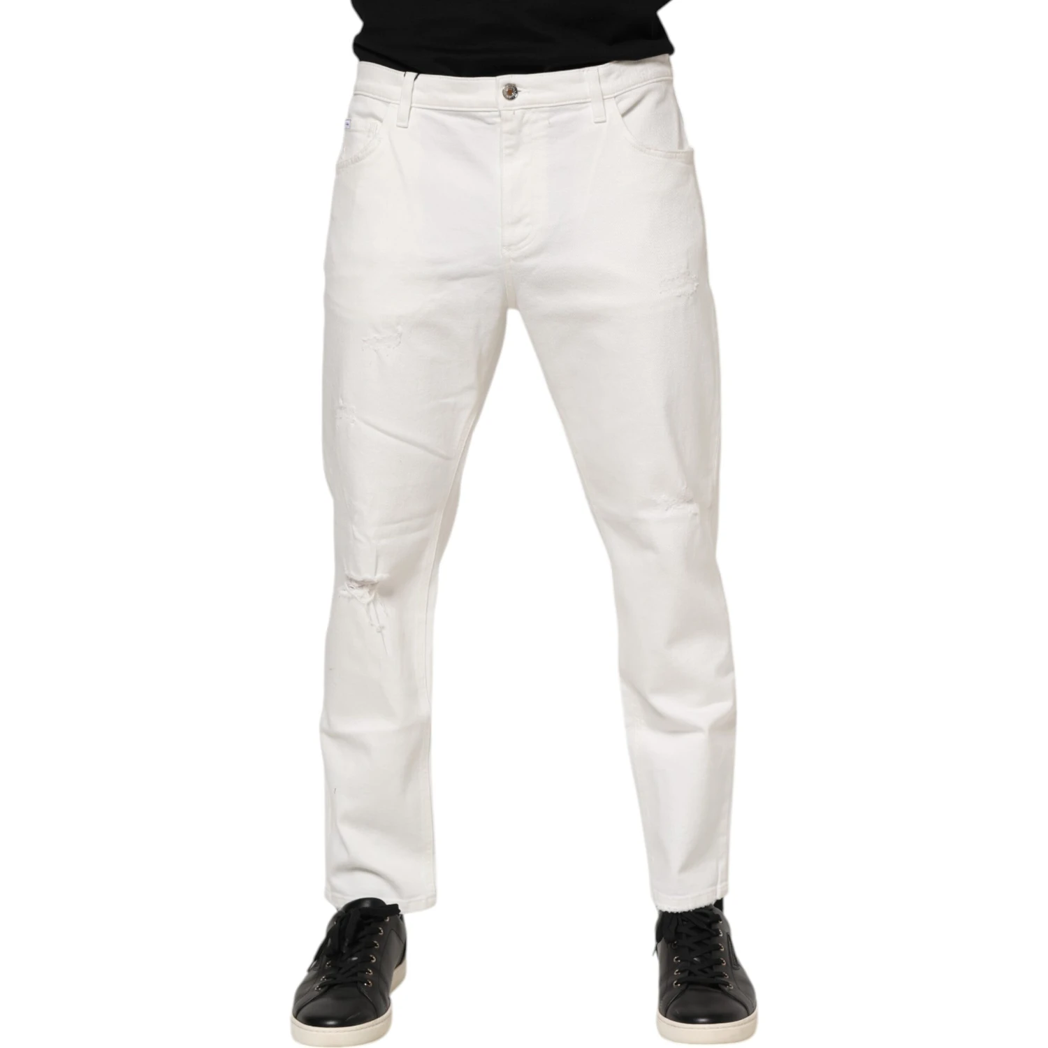 White Cotton Loose Men Denim Jeans