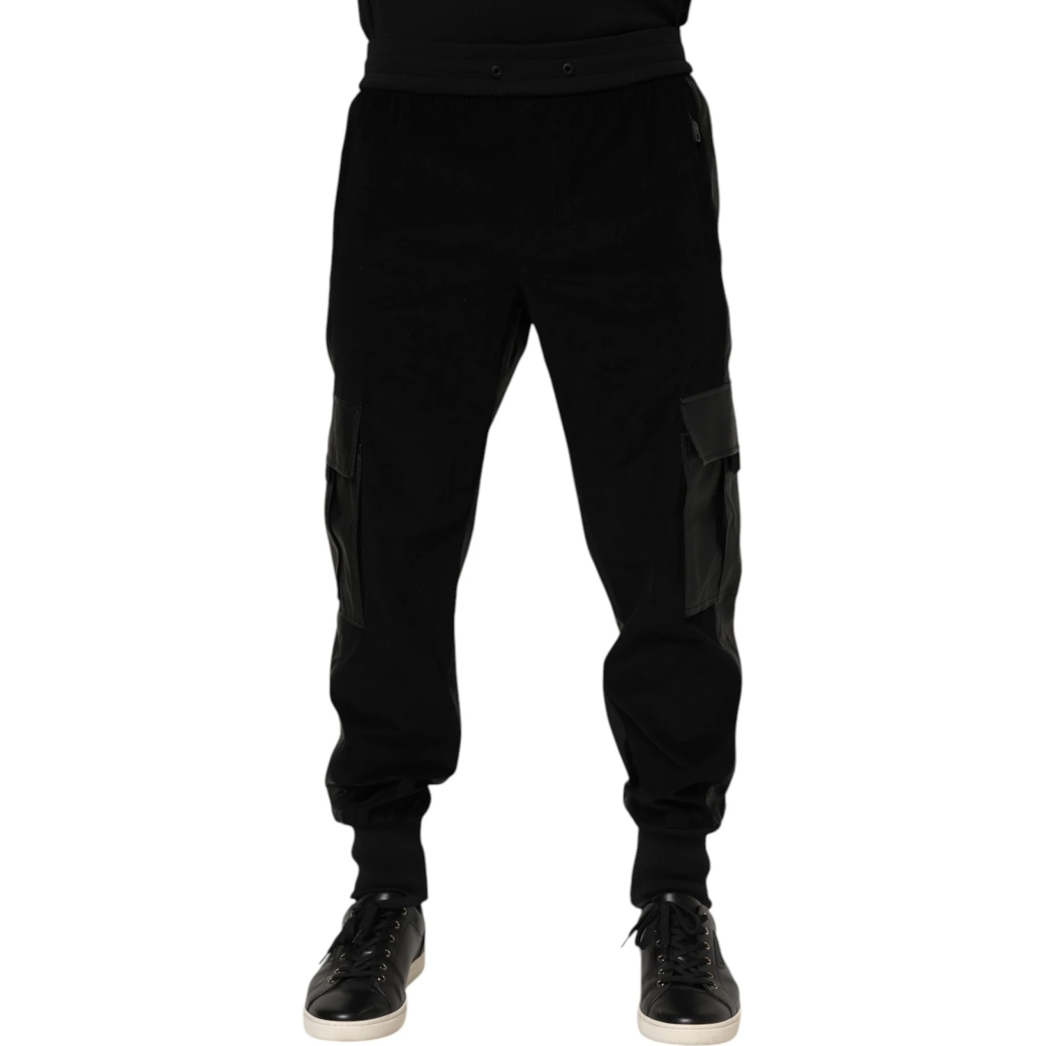Black Cotton Cargo Men Jogger Pants