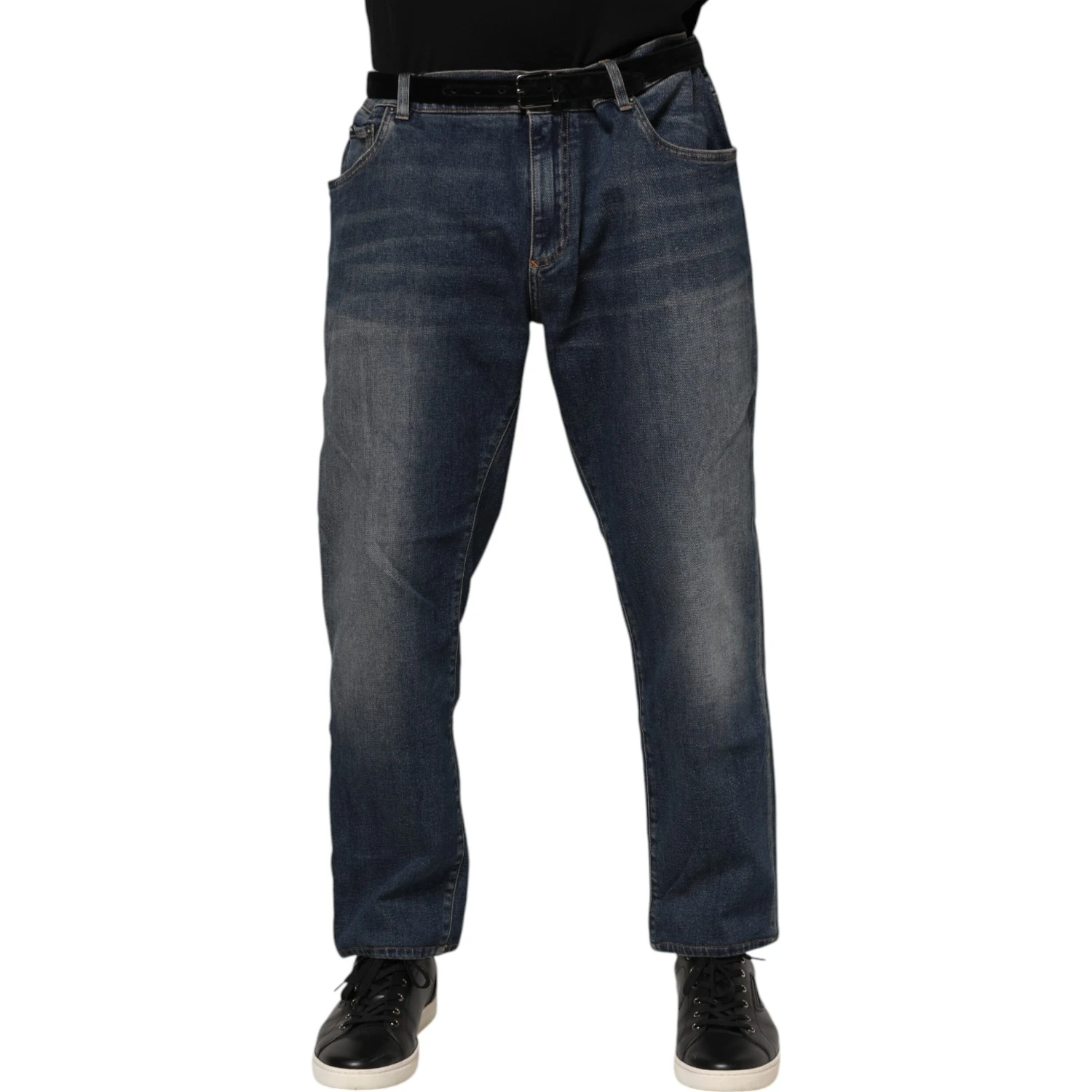 Blue Cotton Logo Plaque Slim Denim Jeans