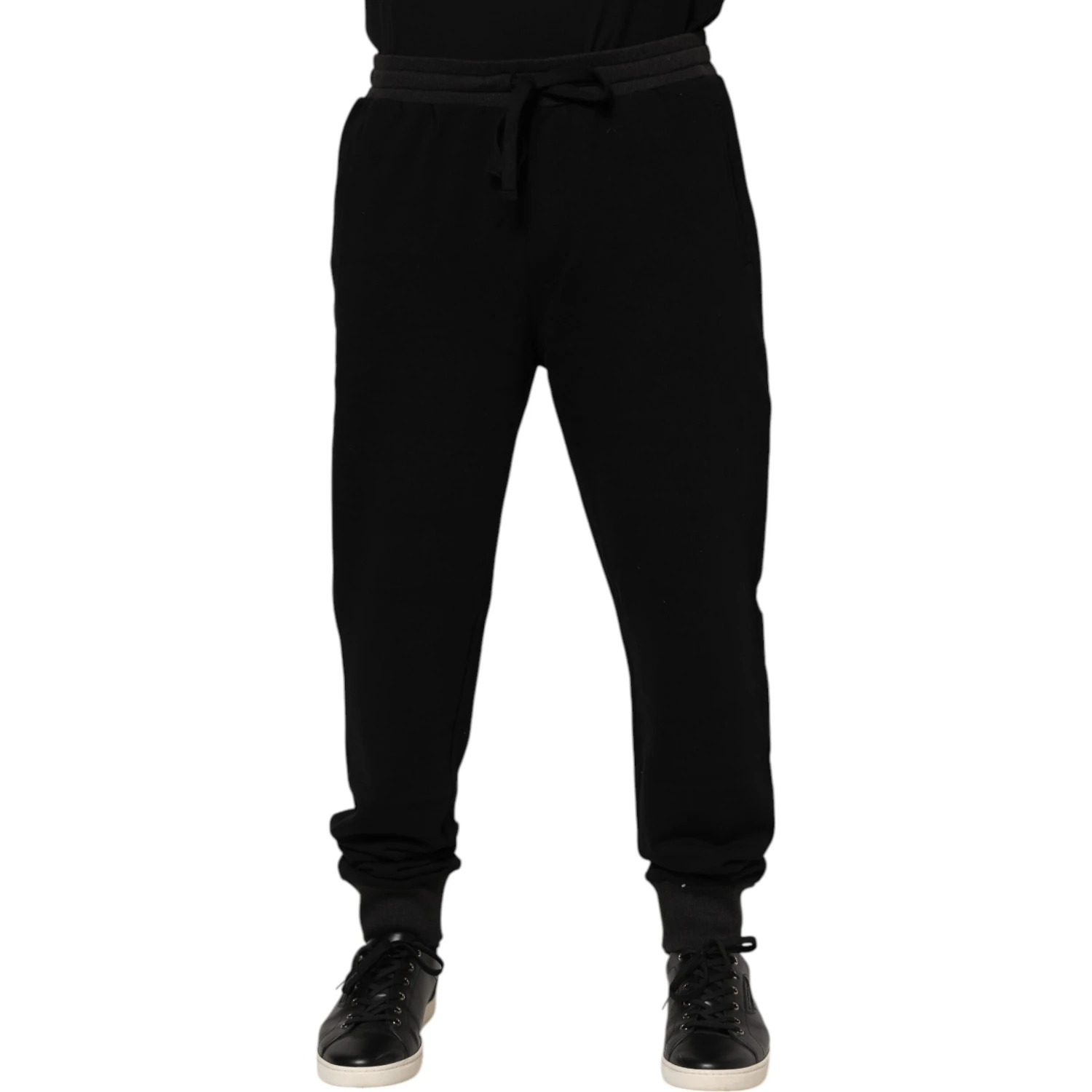 Black Cotton Crown Jogger Sweatpants Pants