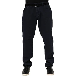 Black Cotton Tapered Denim Jeans