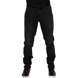 Black Cotton Logo Plaque Skinny Denim Jeans