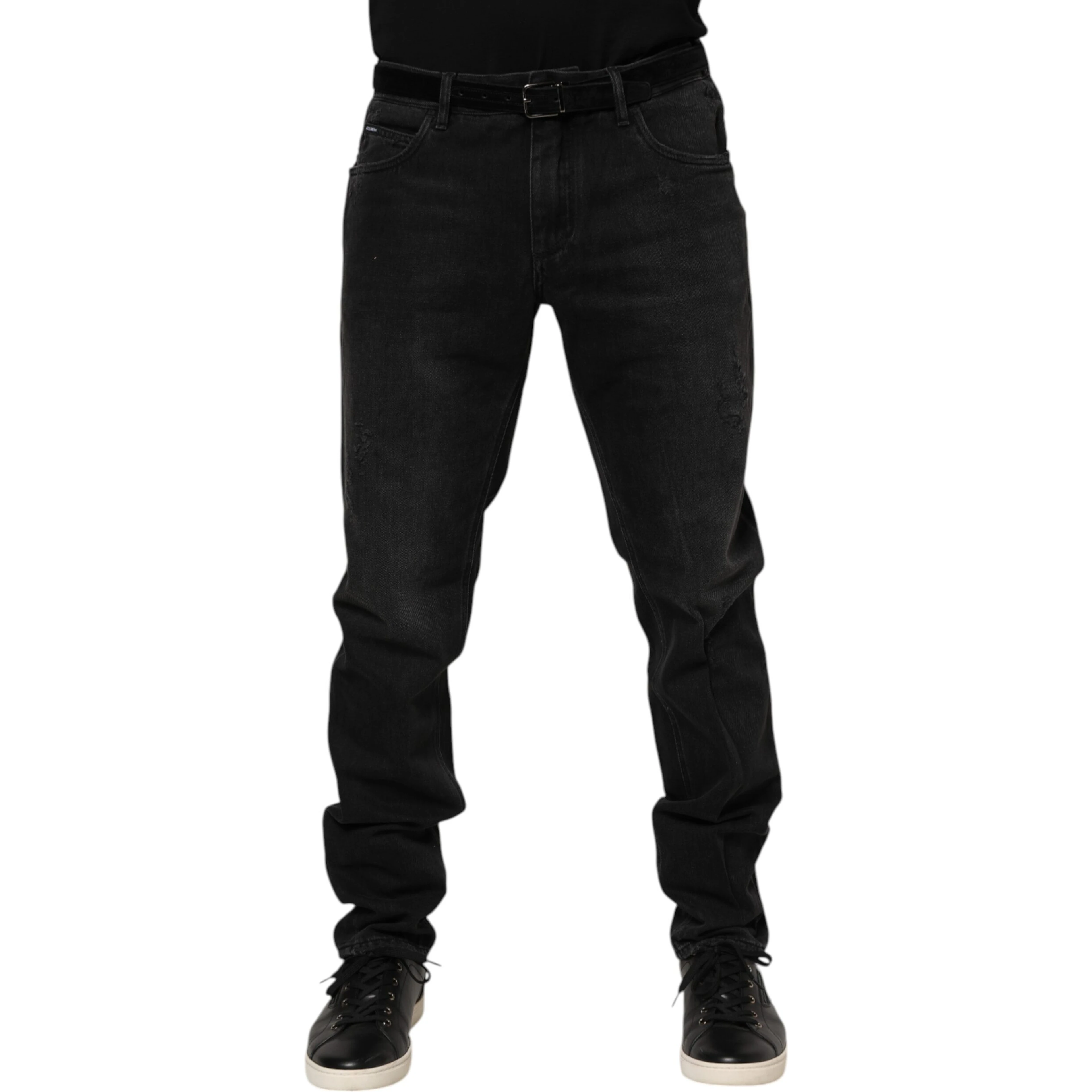 Black Cotton Logo Plaque Skinny Denim Jeans