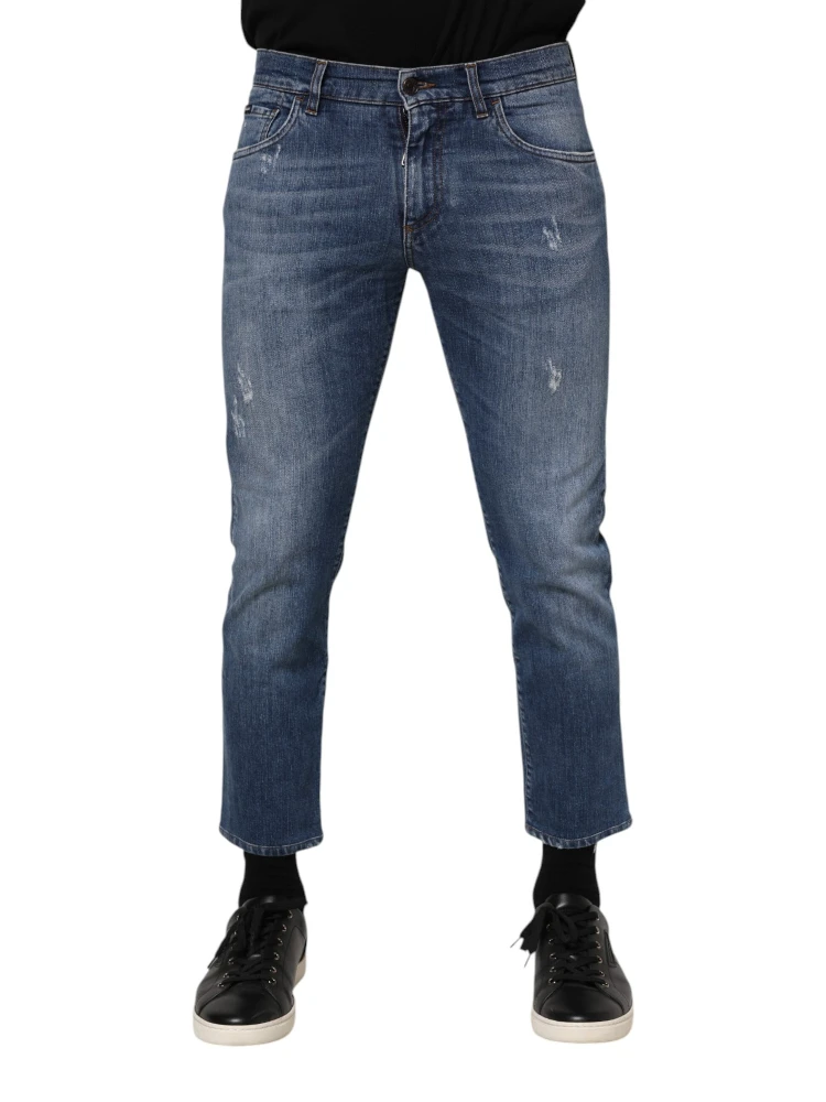 Blue Cotton Logo Plaque Denim Jeans