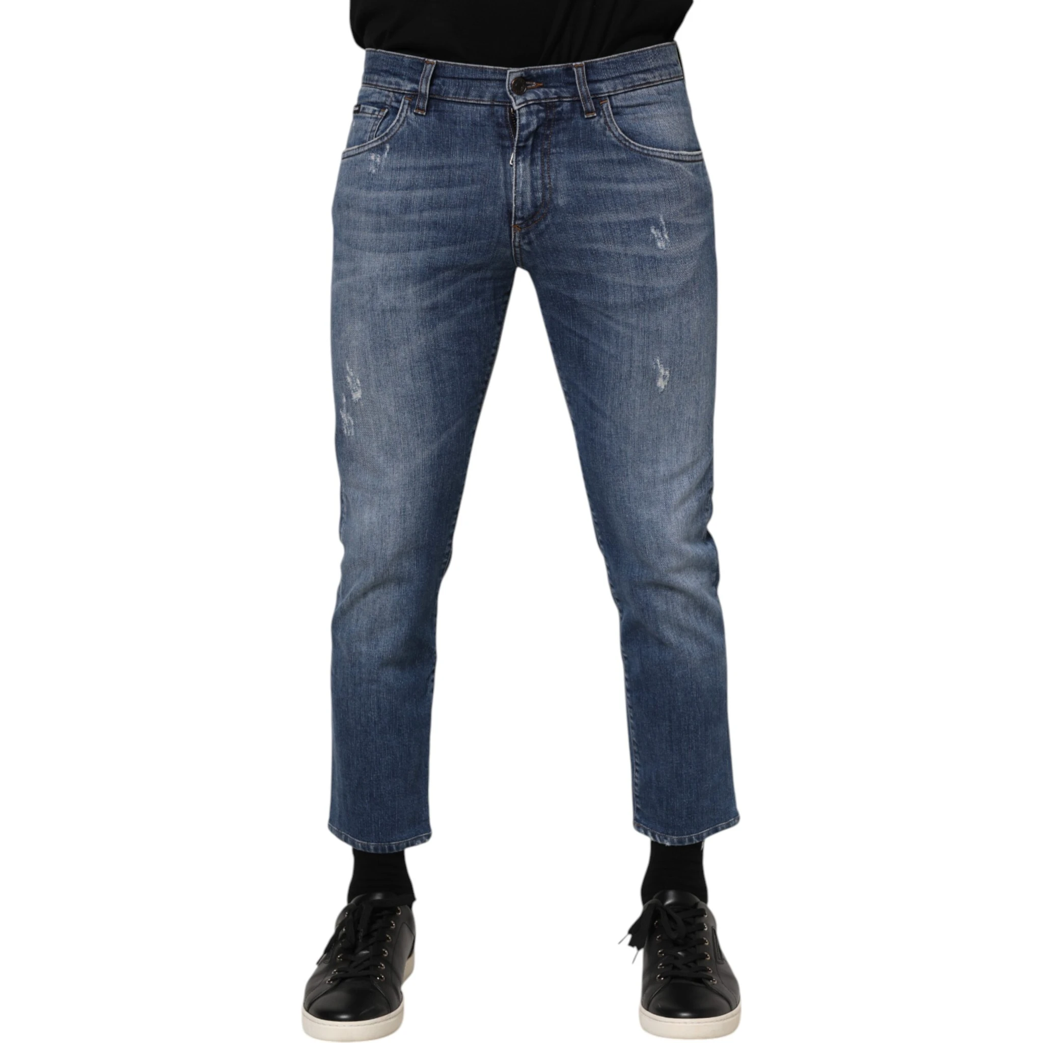 Blue Cotton Logo Plaque Denim Jeans