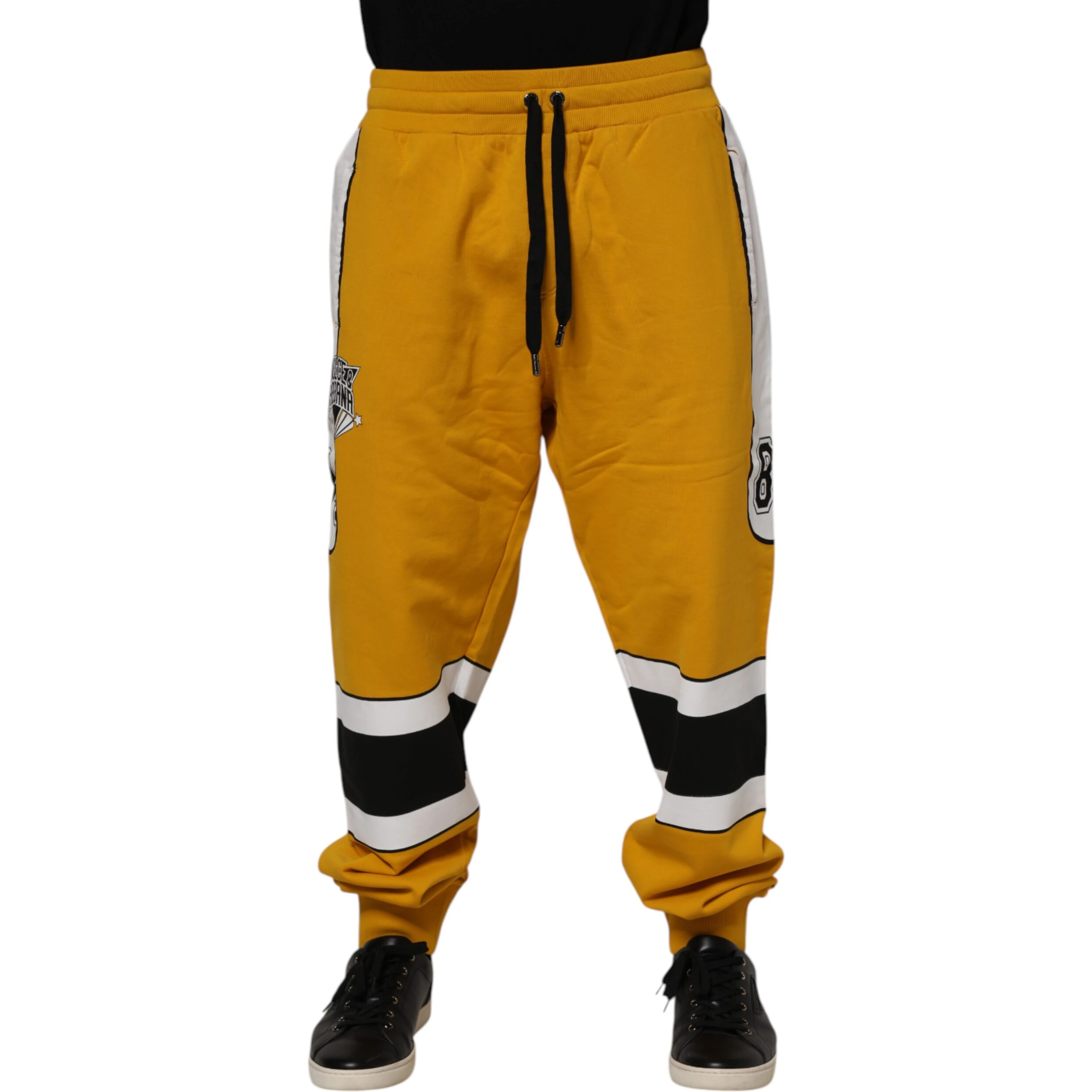 Yellow Cotton Logo Drawstring Jogger Sweatpants Pants