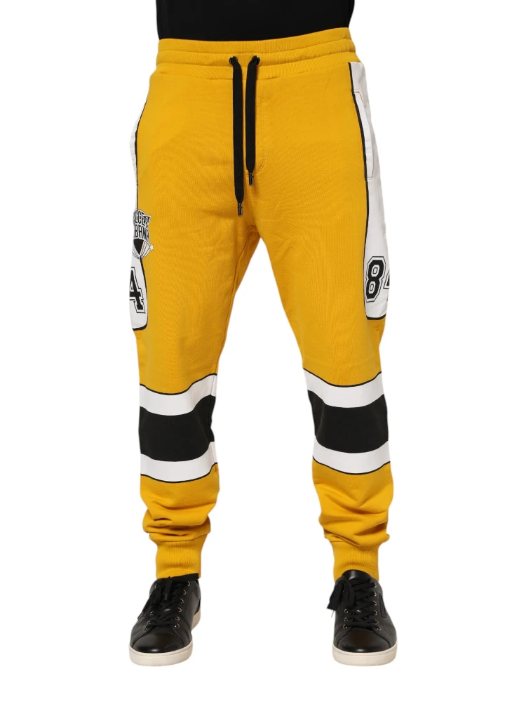 Yellow Cotton Drawstring Jogger Pants