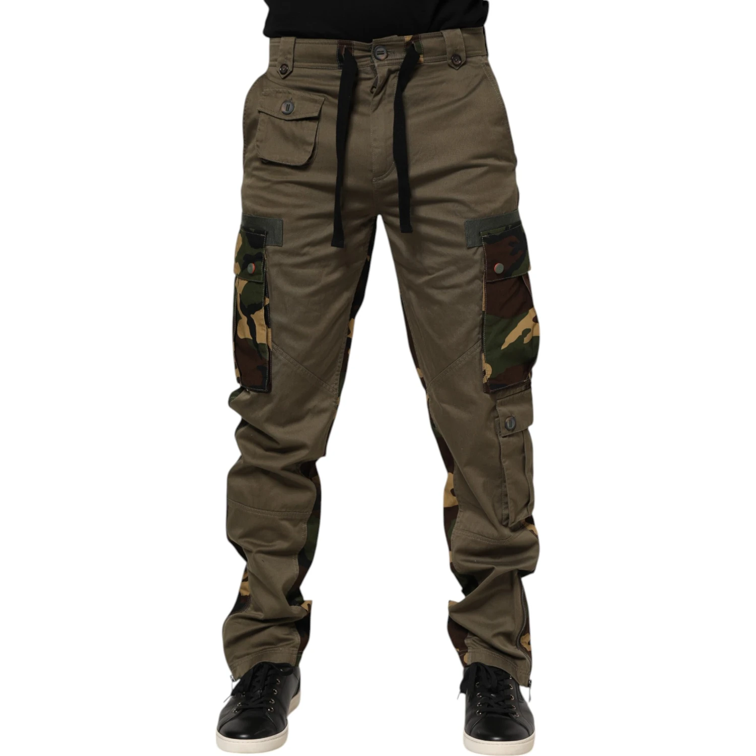 Brown Cotton Camouflage Cargo Pants