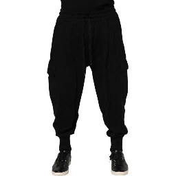 Black Cotton Logo Jogger Sweatpants Pants