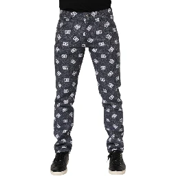 Dark Gray Logo Cotton Skinny Slim Denim Jeans
