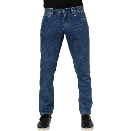 Blue Cotton Logo Plaque Denim Jeans
