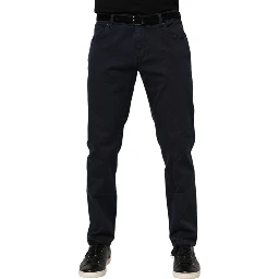 Blue Cotton Tapered Denim Jeans