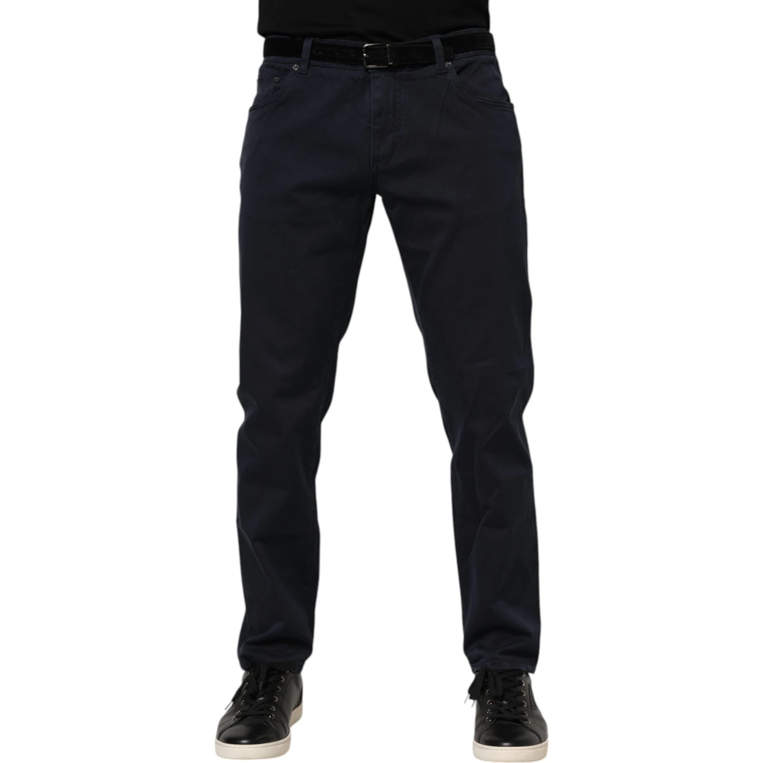 Blue Cotton Tapered Denim Jeans