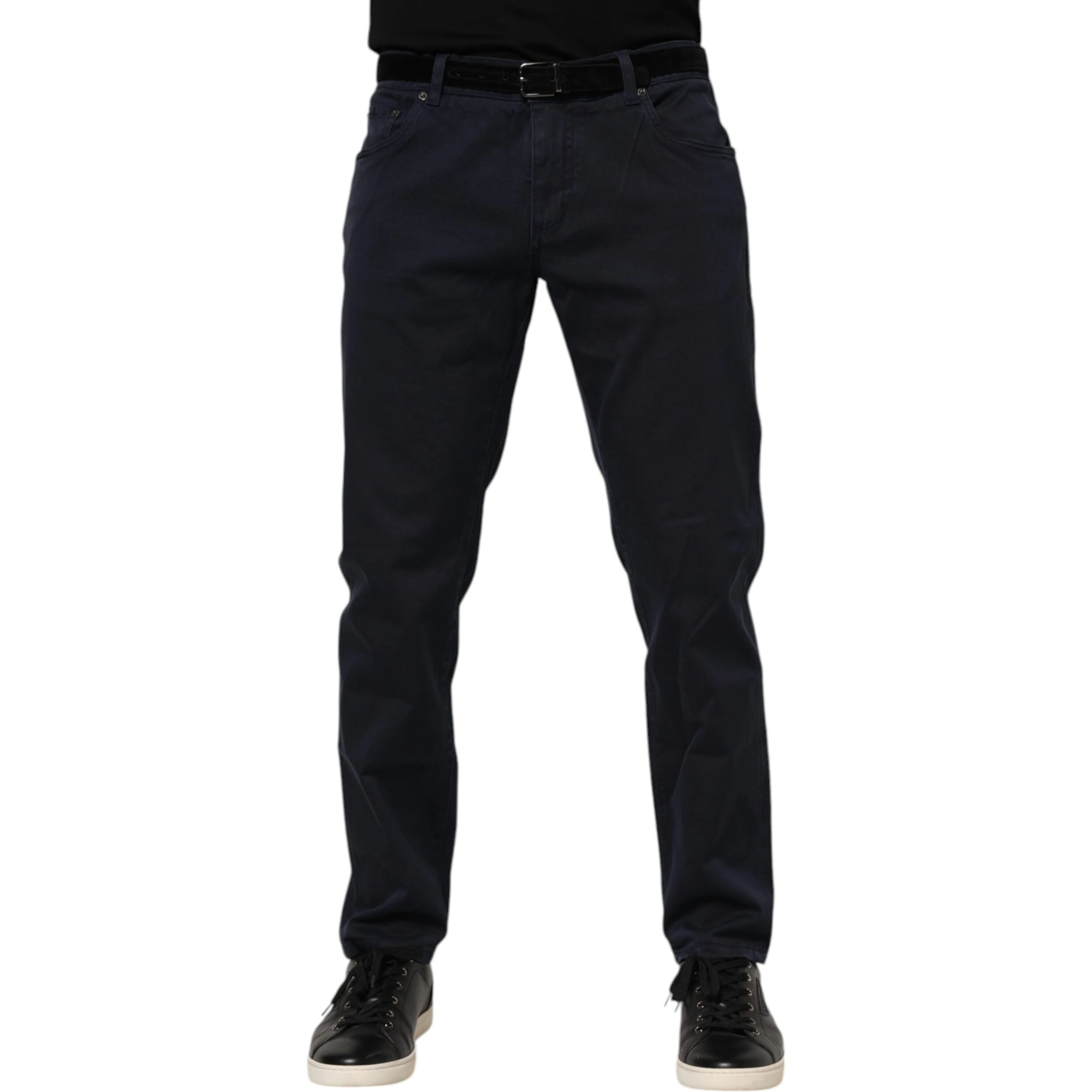 Blue Cotton Tapered Denim Jeans