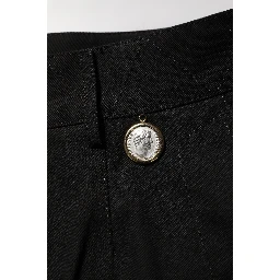 Black Cotton Knee Length Men Bermuda Shorts