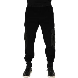 Black Cotton Cargo Men Jogger Pants