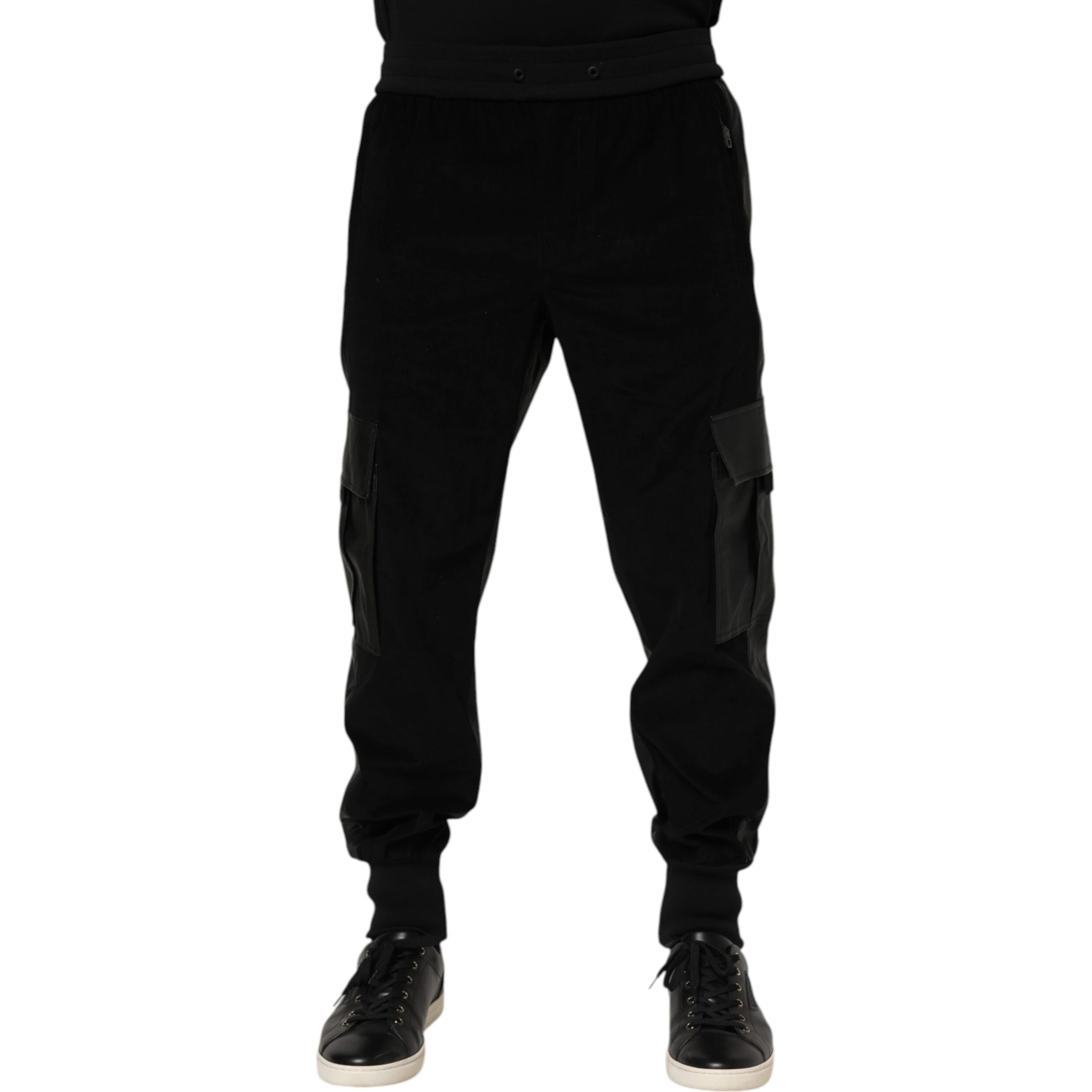 Black Cotton Cargo Men Jogger Pants
