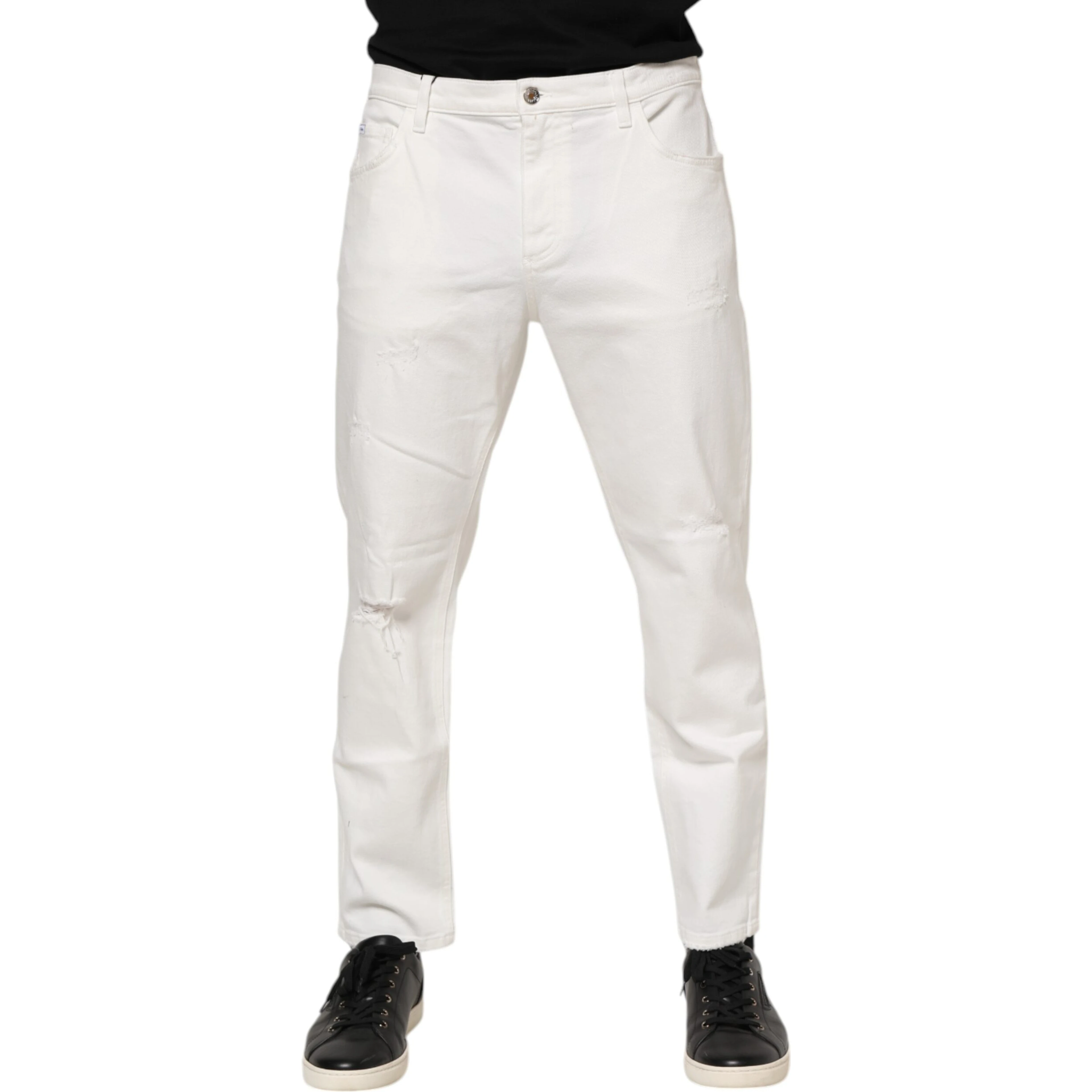 White Cotton Loose Men Denim Jeans
