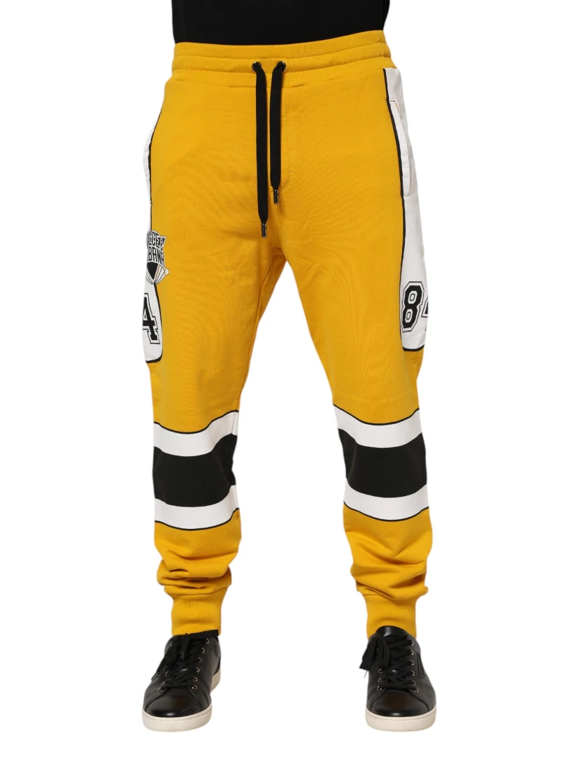 Yellow Cotton Drawstring Jogger Pants