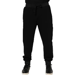 Black Cotton Crown Jogger Sweatpants Pants
