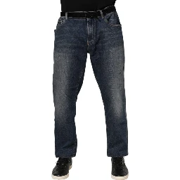 Blue Cotton Logo Plaque Slim Denim Jeans