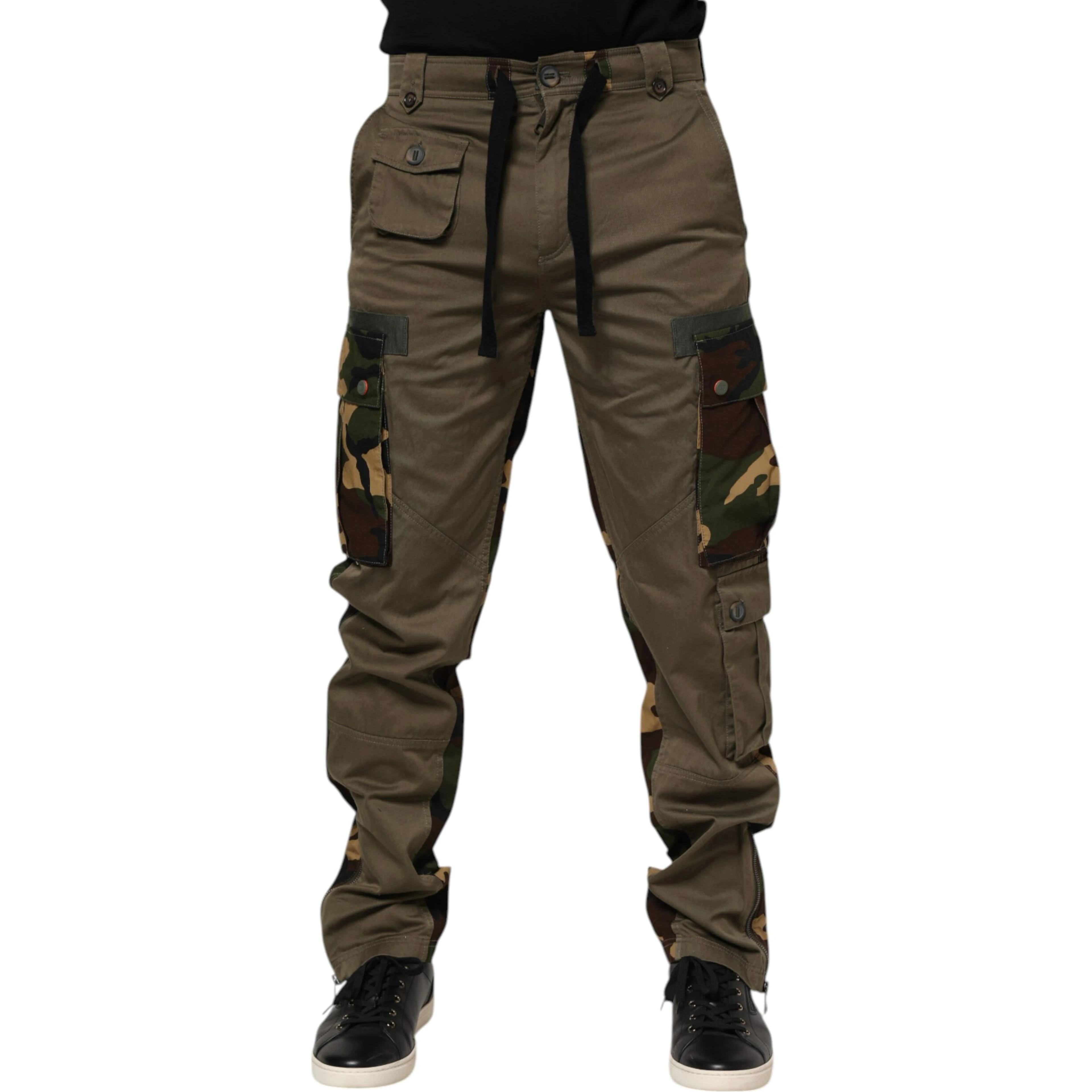 Brown Cotton Camouflage Cargo Pants