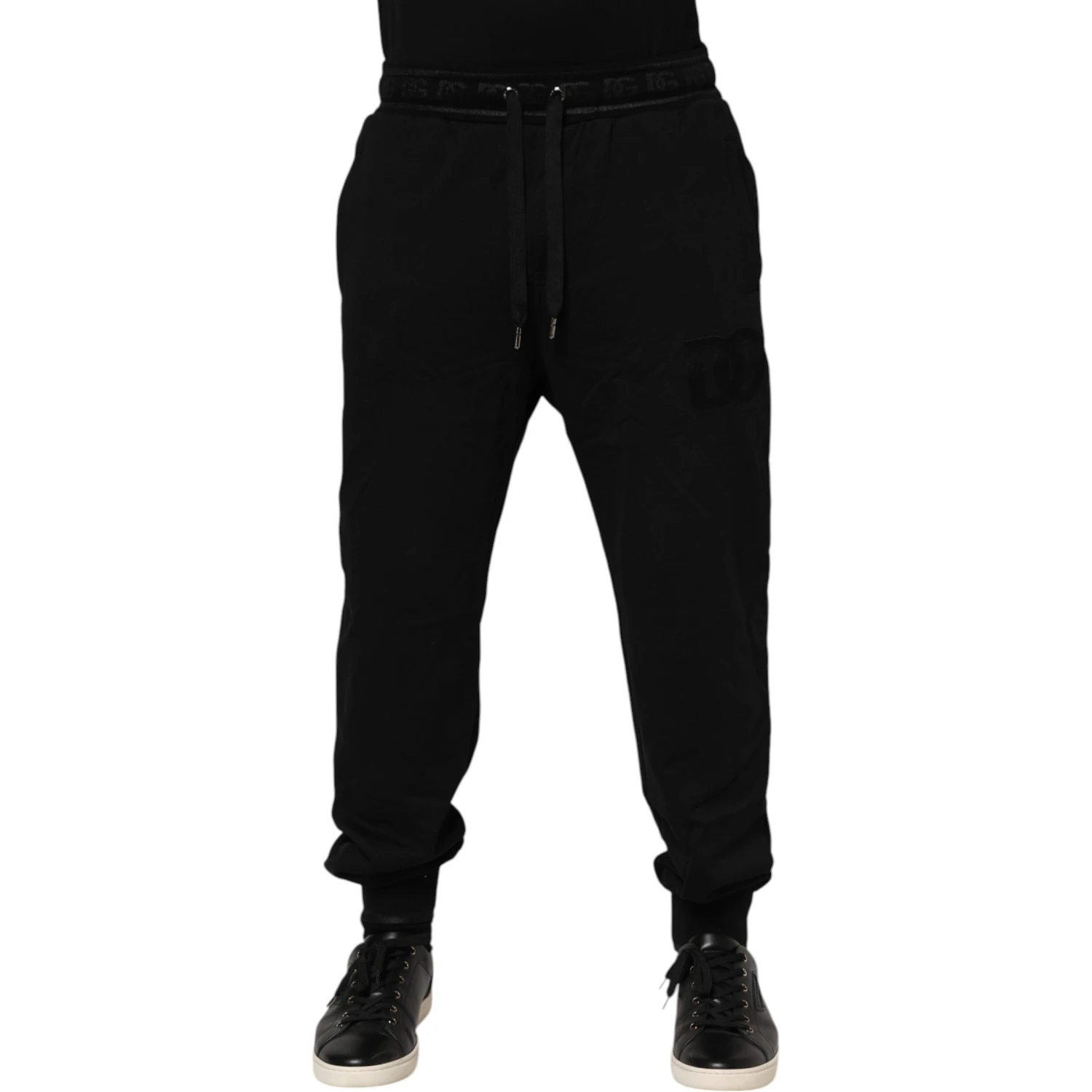 Black Cotton Drawstring Jogger Pants