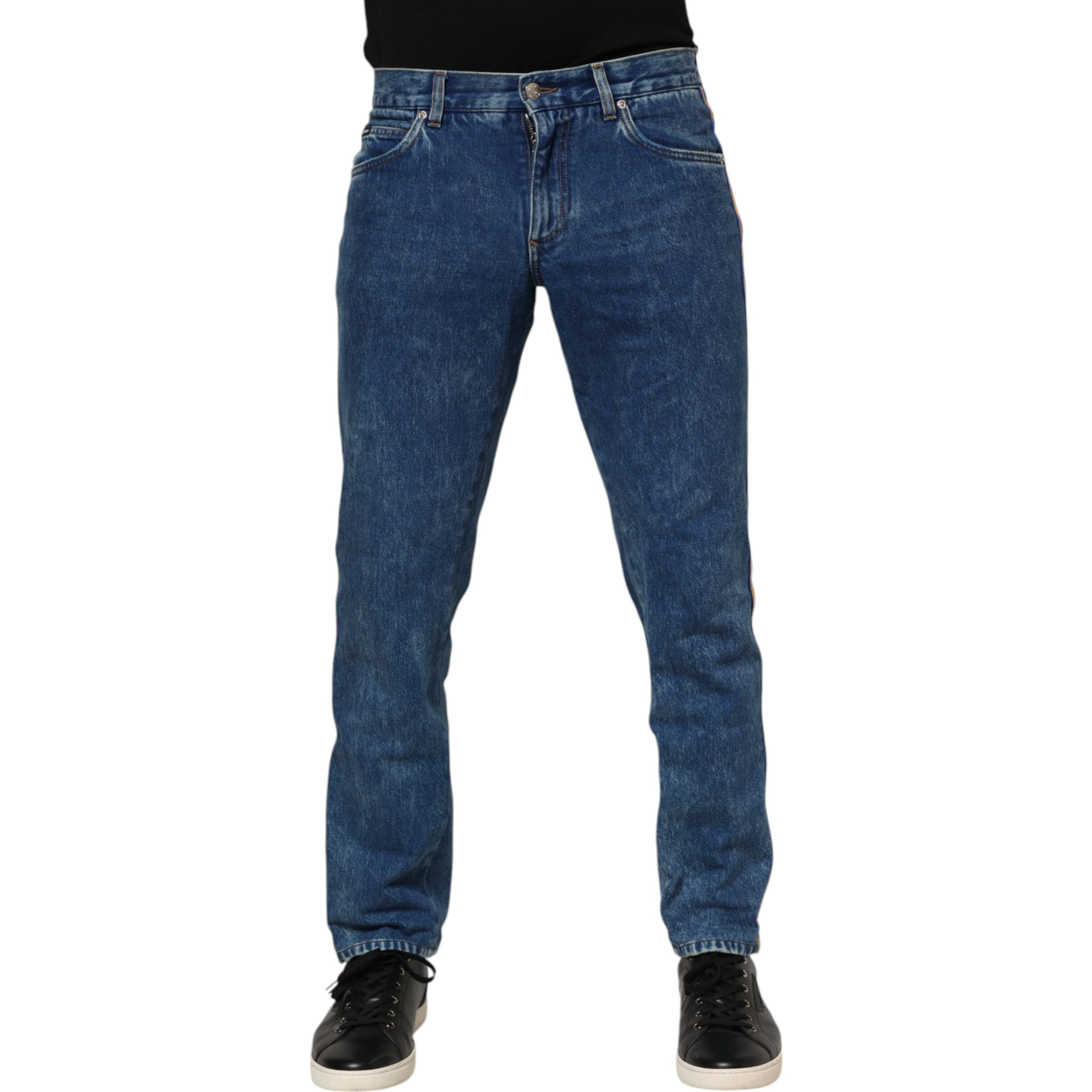 Blue Cotton Logo Plaque Denim Jeans