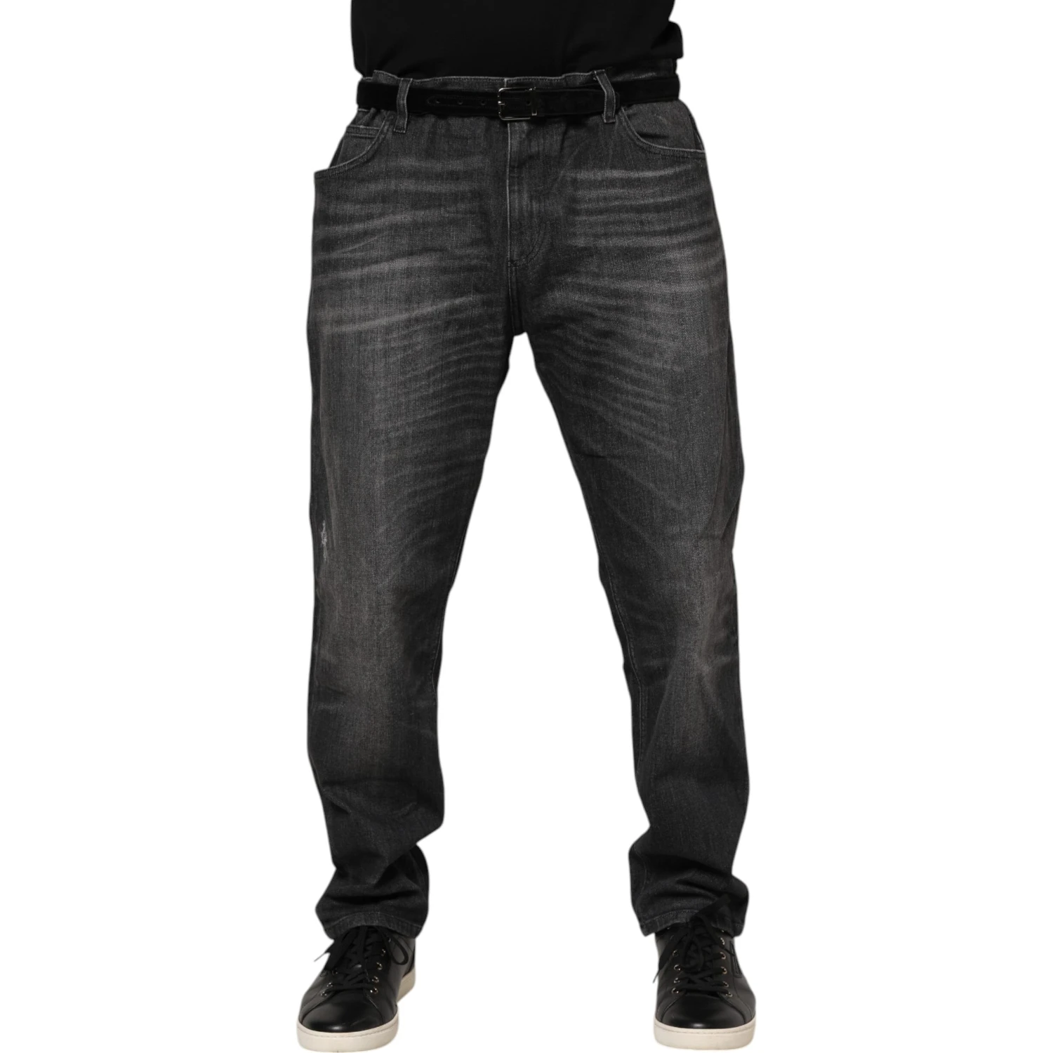 Gray Washed Cotton Loose Denim Jeans